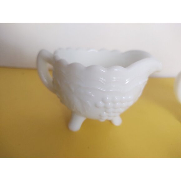 Imperial Glass "Grape Vine" milk glass creamer and open sugar set. - Picture 8 of 9
